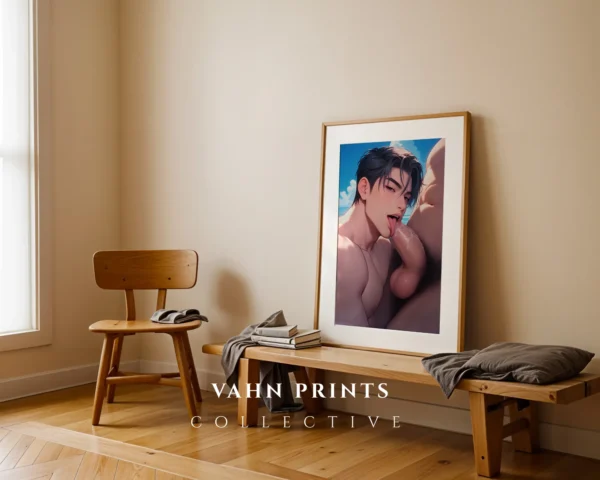 Printable Modern Wall Art Naked Anime Guy Digital Poster