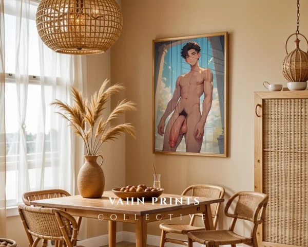 Digital Poster Anime Male Printable Modern Naked Wall Art