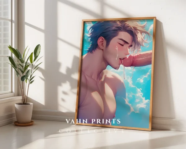 Hot Naked Anime Man Poster Printable Digital Wall Art