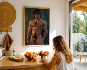 Naked Anime Man Poster Digital Printable Hot Wall Art
