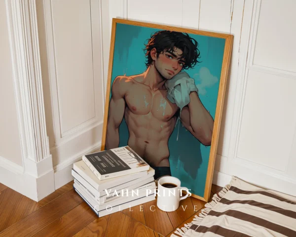 Printable Digital Poster Erotic Anime Male Modern Wall Art