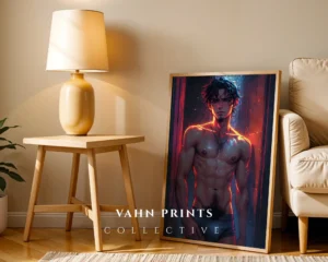 Naked Anime Guy Digital Wall Poster Printable Modern Decor