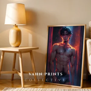 Naked Anime Guy Digital Wall Poster Printable Modern Decor