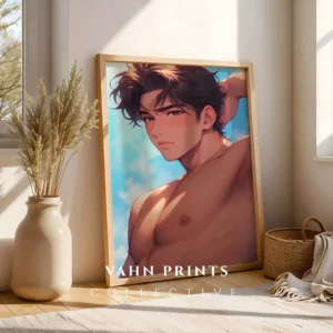 Digital Poster Naked Anime Guy Modern Printable Wall Art
