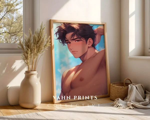 Digital Poster Naked Anime Guy Modern Printable Wall Art
