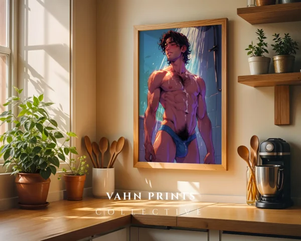 D335c_m1 Sexy Anime Man Wall Art Digital Poster Modern Printable