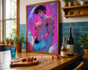 Hot Anime Man Wall Poster Printable Digital Modern Decor