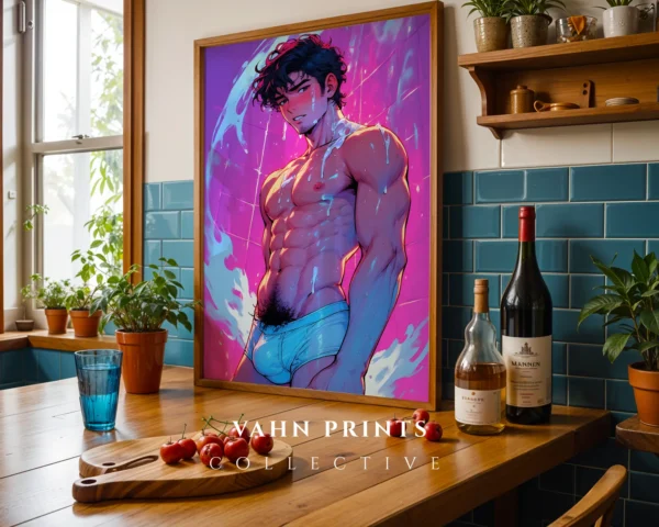 Hot Anime Man Wall Poster Printable Digital Modern Decor