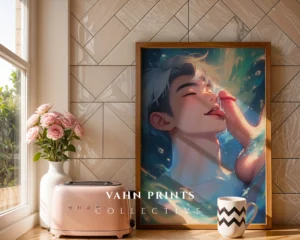 Printable Modern Wall Poster Erotic Anime Man Digital Art