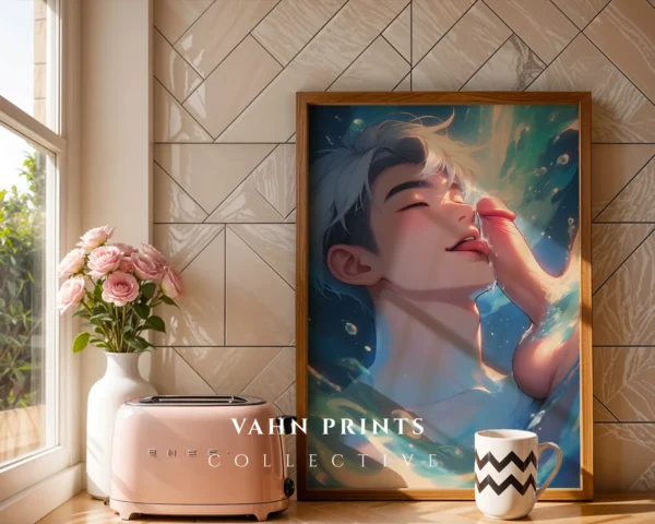 Printable Modern Wall Poster Erotic Anime Man Digital Art