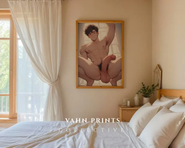 Naked Anime Man Wall Poster Digital Printable Modern Art