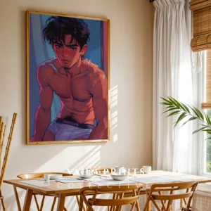 Printable Digital Poster Erotic Anime Guy Modern Wall Art