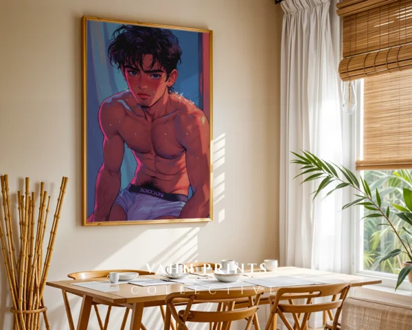 Printable Digital Poster Erotic Anime Guy Modern Wall Art