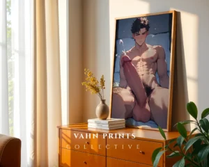 Printable Modern Wall Poster Sexy Anime Male Digital Art