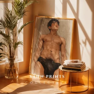 Digital Poster Erotic Anime Guy Modern Printable Wall Art