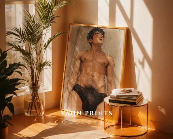 Digital Poster Erotic Anime Guy Modern Printable Wall Art