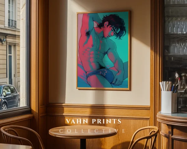 Naked Anime Male Digital Poster Modern Printable Wall Art