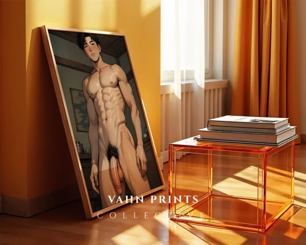 Digital Poster Erotic Anime Guy Printable Modern Wall Art