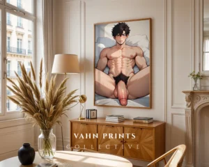 Digital Poster Naked Anime Male Printable Modern Wall Art