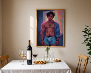 Printable Hot Anime Male Poster Digital Modern Wall Art