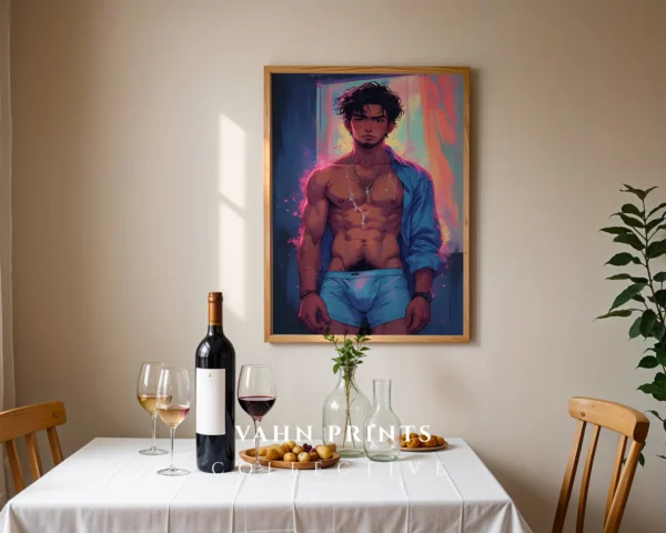 Printable Hot Anime Male Poster Digital Modern Wall Art