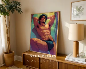 Digital Poster Naked Anime Male Printable Modern Wall Art