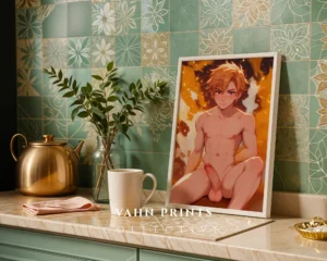 Digital Poster Sexy Anime Male Modern Printable Wall Art