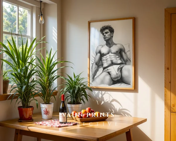 V618c_m1 Masculine Body Wall Art Printable Modern Figure Poster