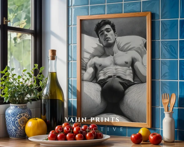 Male Torso Wall Art Print Minimalist Body Poster Download