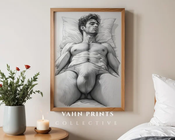 Male Body Art Print Contemporary Masculine Wall Decor