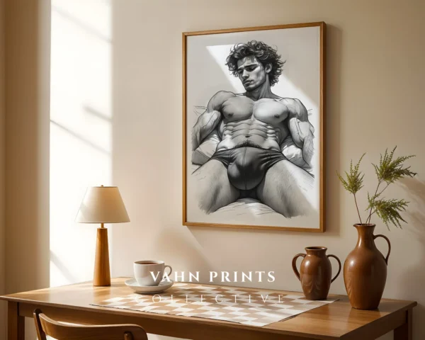 Male Body Outline Wall Art Print Modern Digital Download