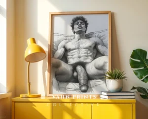 Male Torso Illustration Wall Art Digital Printable Print