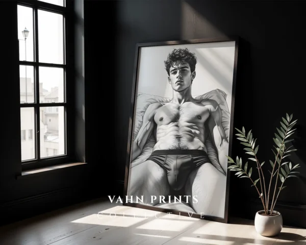 Male Body Line Drawing Wall Art Printable Modern Print