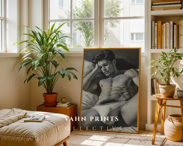 V641c_m1 Male Torso Line Art Wall Art Printable Poster