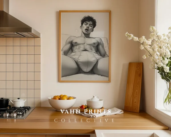 V655c_m1 Male Nude Modern Wall Art Printable Minimal Decor