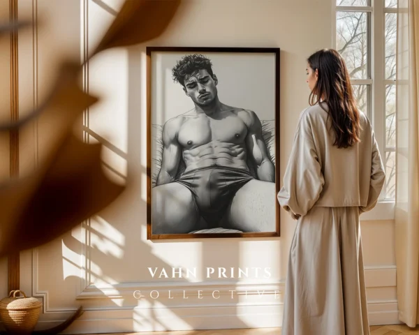 Male Figure Clean Line Wall Art Printable Poster