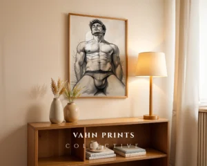 Male Nude Minimal Wall Art Printable Modern Decor