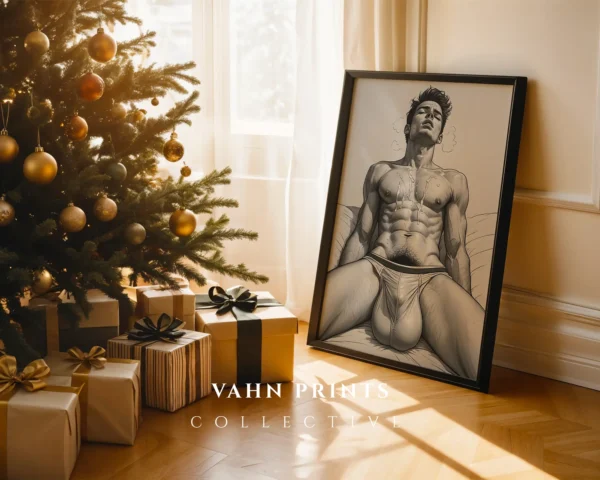 V669c_m1 Male Anatomy Line Art Wall Art Printable Poster