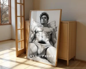 Man Nude Wall Art Printable Abstract Figure Poster