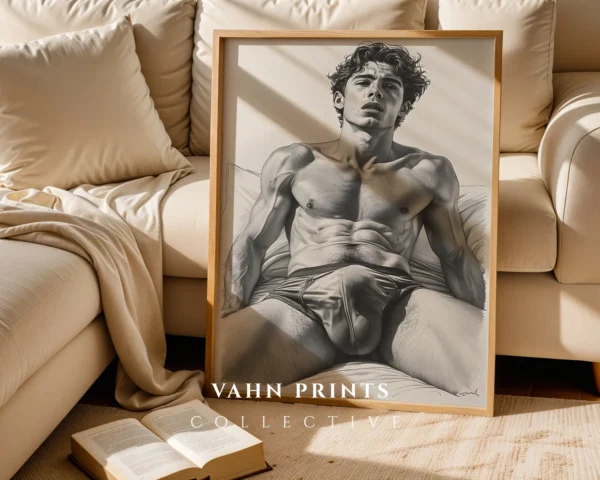 V726c_m1 Man Nude Sketch Wall Art Printable Minimalist Decor