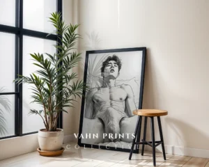 V729c_m1 Man Torso Line Art Wall Art Printable Poster