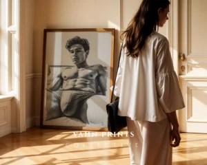 V766c_m1 Man Torso Modern Line Wall Art Printable Print