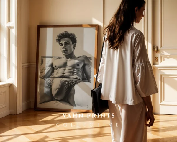 V766c_m1 Man Torso Modern Line Wall Art Printable Print