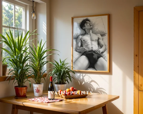 Male Contour Wall Art Print Minimalist Digital Decor