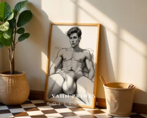 Line Drawing Male Wall Art Print Digital Poster