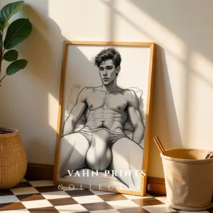 Line Drawing Male Wall Art Print Digital Poster
