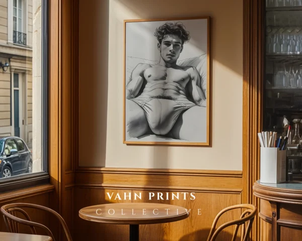 Masculine Figure Sketch Wall Art Printable Poster