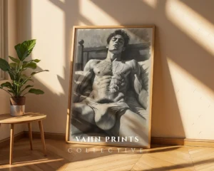 Male Torso Sketch Wall Art Print Modern Download