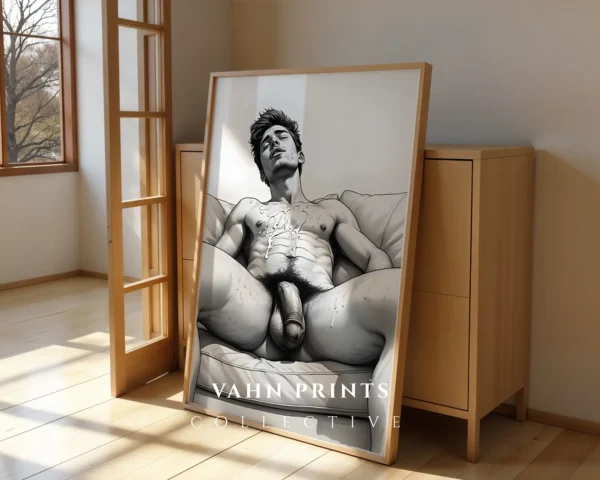 V874c_m1 Male Silhouette Study Wall Art Print Digital Poster