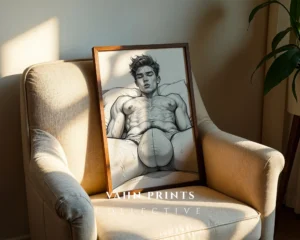 Male Form Illustration Wall Art Print Digital Decor